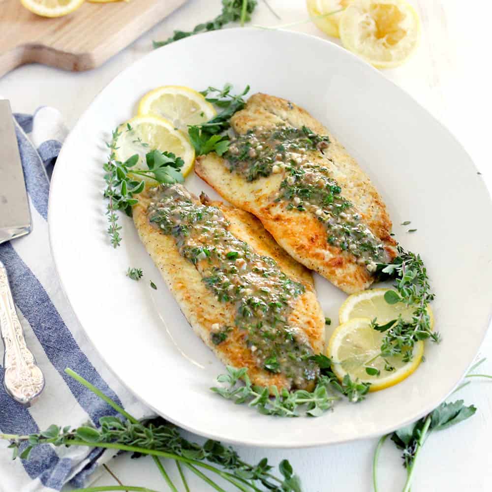 Cooked seabass on a plate