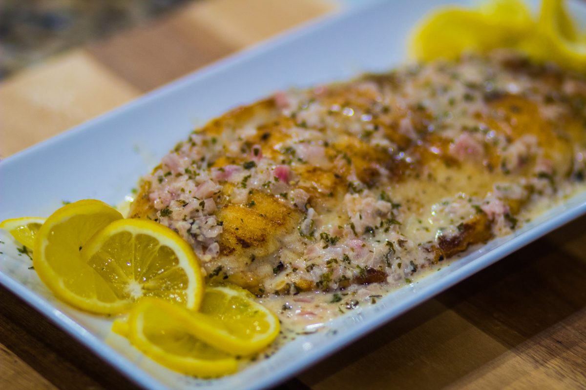 Cooked seabass with lemon