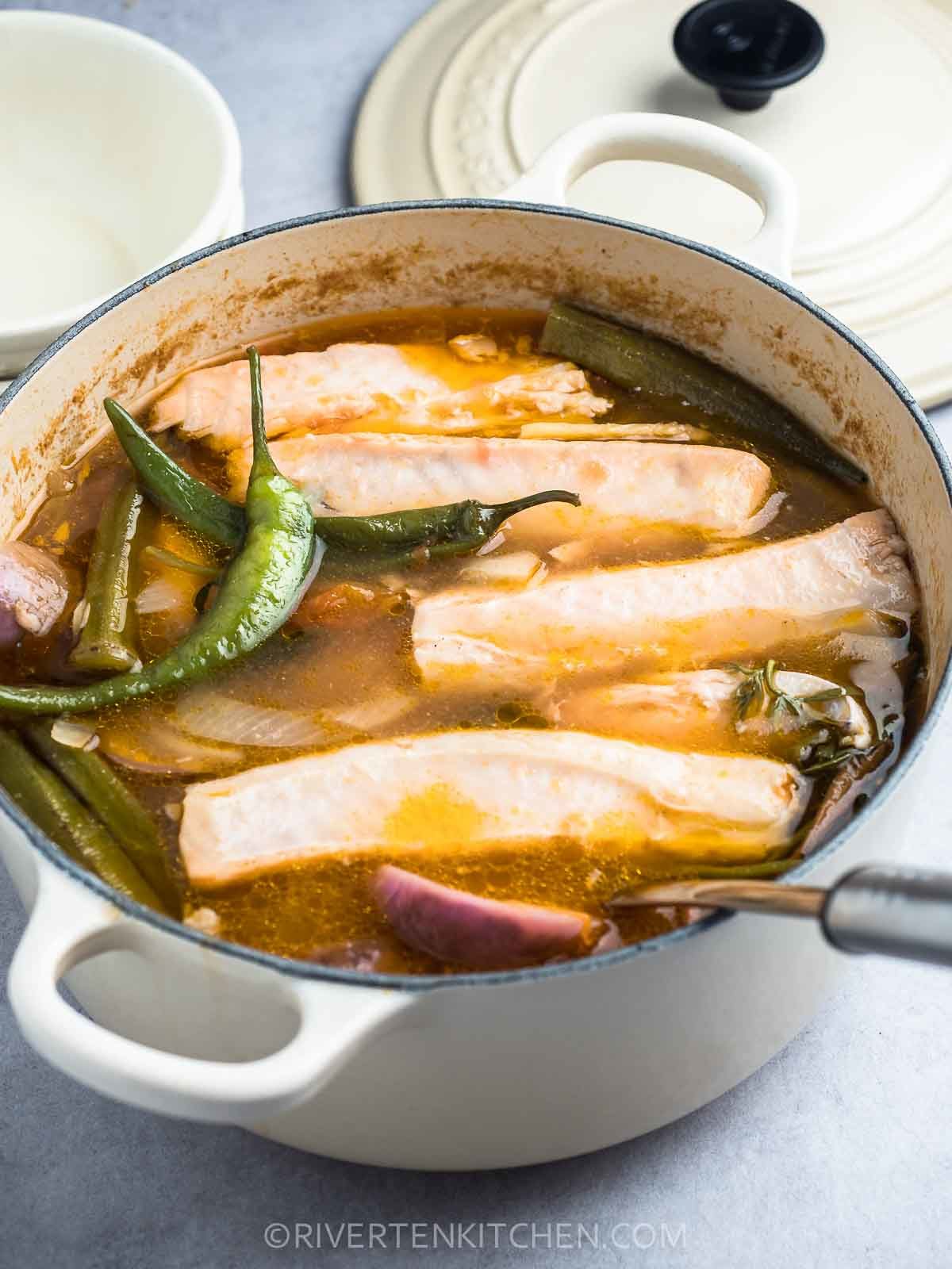 Salmon Sour Soup with Vegetables