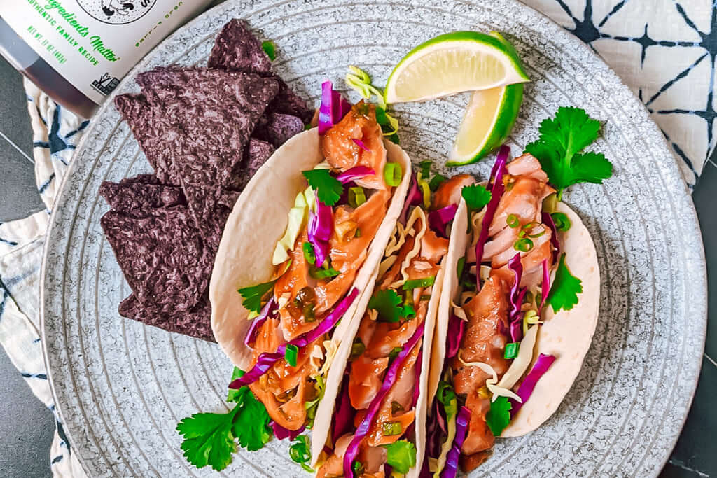 Bachan's Yuzu Salmon Tacos
