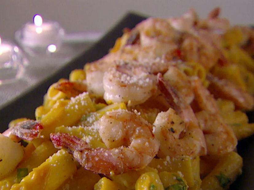Rigatoni with Squash and Prawns