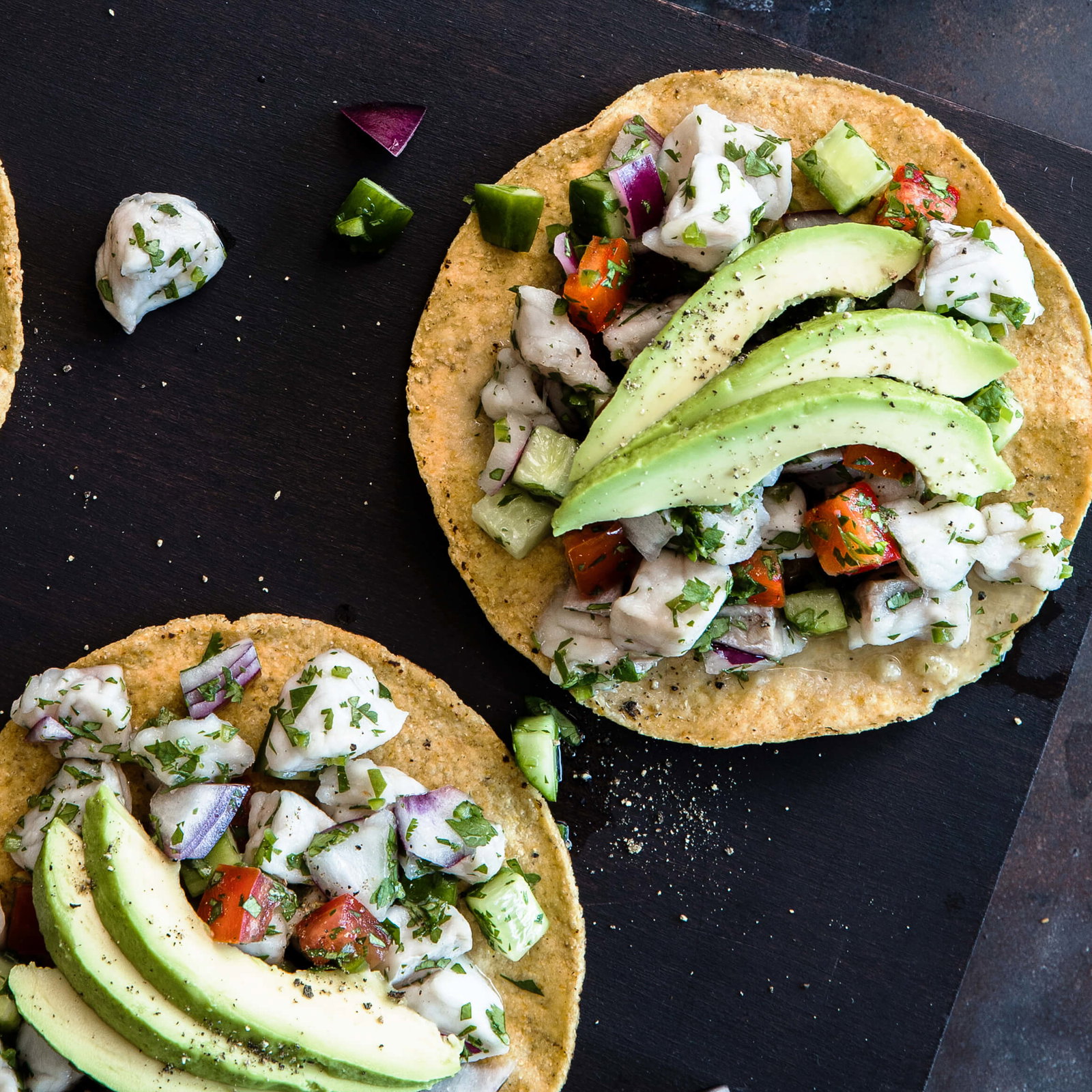 Two Rockfish Ceviche Tostadas