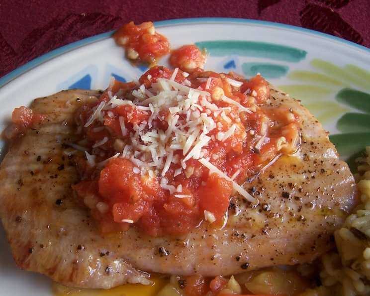 Seared Opah (Moonfish) With Vine-Ripe Tomato Garlic Butter